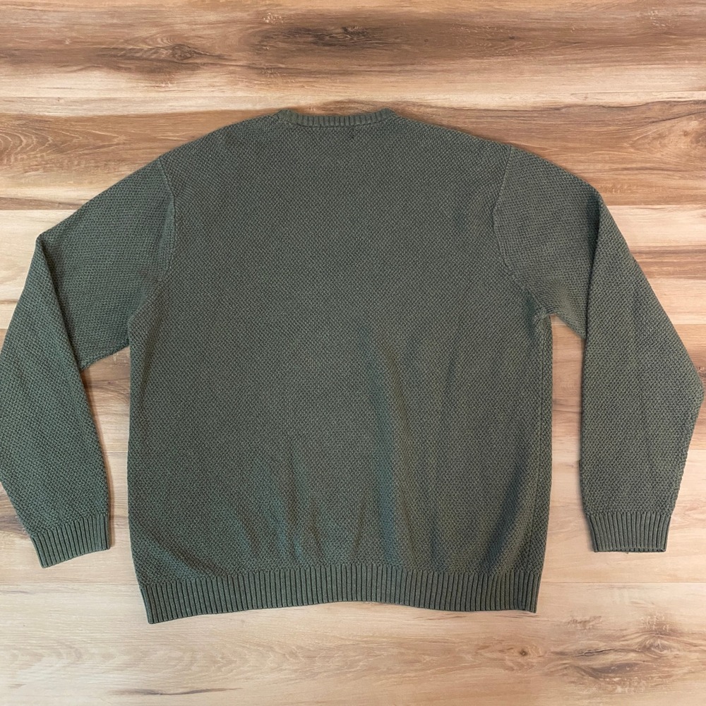 Chaps Olive Green Cotton Waffle Knit Crew Neck Sweater Mens XL Vintage - Picture 9 of 9